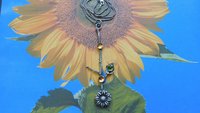 Citrine Peridot Sterling Silver Long Stem Sunflower Pendant Necklace