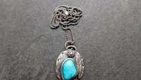 Kingman American Turquoise Southwest Style Sterling Silver Pendant Necklace