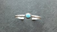 Sleeping Beauty Turquoise Textured Sterling Silver Skinny Stacking Cuff Bracelet