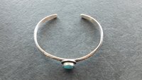Sleeping Beauty Turquoise Textured Sterling Silver Skinny Stacking Cuff Bracelet