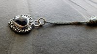 Rosecut Blue Sapphire Oxidized Sterling Silver Textured Wire Fragments Modernist Pendant Necklace
