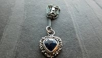 Rosecut Blue Sapphire Oxidized Sterling Silver Textured Wire Fragments Modernist Pendant Necklace