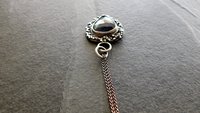 Rosecut Blue Sapphire Oxidized Sterling Silver Textured Wire Fragments Modernist Pendant Necklace