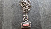 Pink Tourmaline Raw Mineral Sterling Silver Stamped Pendant Necklace