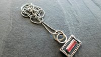 Pink Tourmaline Raw Mineral Sterling Silver Stamped Pendant Necklace