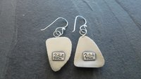 Cobalt Blue Natural Sea Glass Mismatched Oxidized Sterling Silver Stamped Dangle Earrings