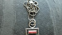 Pink Tourmaline Raw Mineral Sterling Silver Stamped Pendant Necklace