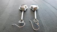 Natural Ammonite Stone Stamped Sterling Silver Long Swing Dangle Earrings