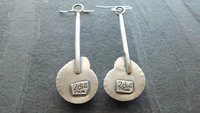 Natural Ammonite Stone Stamped Sterling Silver Long Swing Dangle Earrings