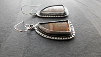 Polychrome Jasper Landscape Stone Oxidized Sterling Silver Mod Southwest Dangle Earrings
