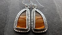 Polychrome Jasper Landscape Stone Oxidized Sterling Silver Mod Southwest Dangle Earrings