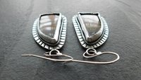 Polychrome Jasper Landscape Stone Oxidized Sterling Silver Mod Southwest Dangle Earrings