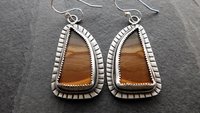 Polychrome Jasper Landscape Stone Oxidized Sterling Silver Mod Southwest Dangle Earrings