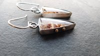 Gold Rust Confetti Chrysocolla Malachite With Copper Stone Oxidized Sterling Silver 14K Gold Accent Earrings