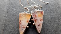 Gold Rust Confetti Chrysocolla Malachite With Copper Stone Oxidized Sterling Silver 14K Gold Accent Earrings