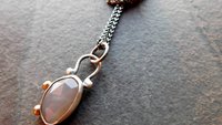 Dark Grey Moonstone Sterling Silver 14K Gold Asymmetrical Minimalist Pendant Necklace