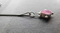 Hot Pink Cobalto Calcite Natural Drusy Sterling Silver 14K Gold Minimalist Pendant Necklace