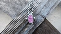 Hot Pink Cobalto Calcite Natural Drusy Sterling Silver 14K Gold Minimalist Pendant Necklace