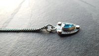 Neon Blue Kyanite Textured Sterling Silver 14K Gold Mixed Metal Small Shield Pendant Necklace