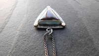 Australian Boulder Opal Textured Sterling Silver 14K Gold Mixed Metal Pendant Necklace
