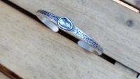 London Blue Topaz Heavy Textured Sterling Silver Stacking Cuff Bracelet