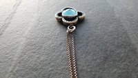 Baby Blue Rosecut Aquamarine Stone Oxidized Sterling Silver Textured Quatrefoil Pendant Necklace