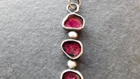 Natural Deep Pink Fuchsia Tourmaline Slice Multi Stone Sterling Silver Minimalist Pendant Necklace