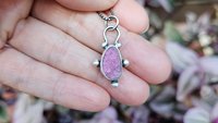 Hot Pink Cobalto Calcite Natural Drusy Sterling Silver 14K Gold Minimalist Pendant Necklace