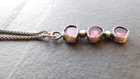Natural Deep Pink Fuchsia Tourmaline Slice Multi Stone Sterling Silver Minimalist Pendant Necklace