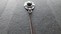 Black Spinel Rosecut Stone Textured Sterling Silver 14K Gold Mixed Metal Pendant Necklace