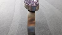 Deep Purple Amethyst Heart Drusy Stone Oxidized Sterling Silver Cuff Bracelet
