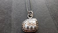 Fossil Clam Shell Sterling Silver Stamped Beach Pendant Necklace