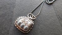 Fossil Clam Shell Sterling Silver Stamped Beach Pendant Necklace