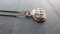 Fossil Clam Shell Sterling Silver Stamped Beach Pendant Necklace
