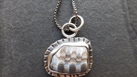 Fossil Clam Shell Sterling Silver Stamped Beach Pendant Necklace