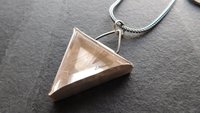 Triangle Rutilated Quartz Oxidized Sterling Silver Hinge Bail Pendant Necklace