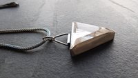 Triangle Rutilated Quartz Oxidized Sterling Silver Hinge Bail Pendant Necklace