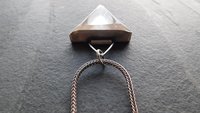 Triangle Rutilated Quartz Oxidized Sterling Silver Hinge Bail Pendant Necklace