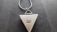 Triangle Rutilated Quartz Oxidized Sterling Silver Hinge Bail Pendant Necklace