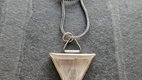 Triangle Rutilated Quartz Oxidized Sterling Silver Hinge Bail Pendant Necklace