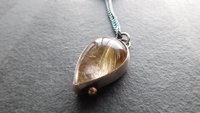 Teardrop Golden Rutilated Quartz Oxidized Sterling Silver 14K Gold Accent Pendant Necklace