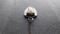 Golden Star Rutilated Quartz Textured Sterling Silver 14K Gold Shield Pendant Necklace