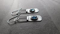 Teal Moss Kyanite Textured Sterling Silver Hinged Lightweight Everyday Dangle Earrings