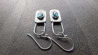 Teal Moss Kyanite Textured Sterling Silver Hinged Lightweight Everyday Dangle Earrings