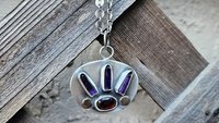 Amethyst Quartz Crystal Point Garnet Sterling Silver 14K Gold Mixed Metal Multi Stone Pendant Necklace
