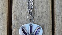 Amethyst Quartz Crystal Point Garnet Sterling Silver 14K Gold Mixed Metal Multi Stone Pendant Necklace