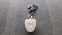 Neon Blue Apatite Raw Mineral Natural Crystal Textured Sterling Silver 14K Gold Accent Pendant Necklace