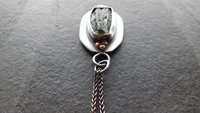 Natural Rough Moldavite Light Green Tourmaline Sterling Silver 14K Gold Accents Pendant Necklace