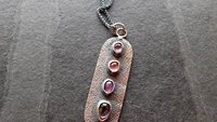 Spinel Shades of Violet Multi Stone Textured Sterling Silver 14K Gold Accent Pendant Necklace