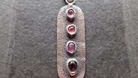 Spinel Shades of Violet Multi Stone Textured Sterling Silver 14K Gold Accent Pendant Necklace